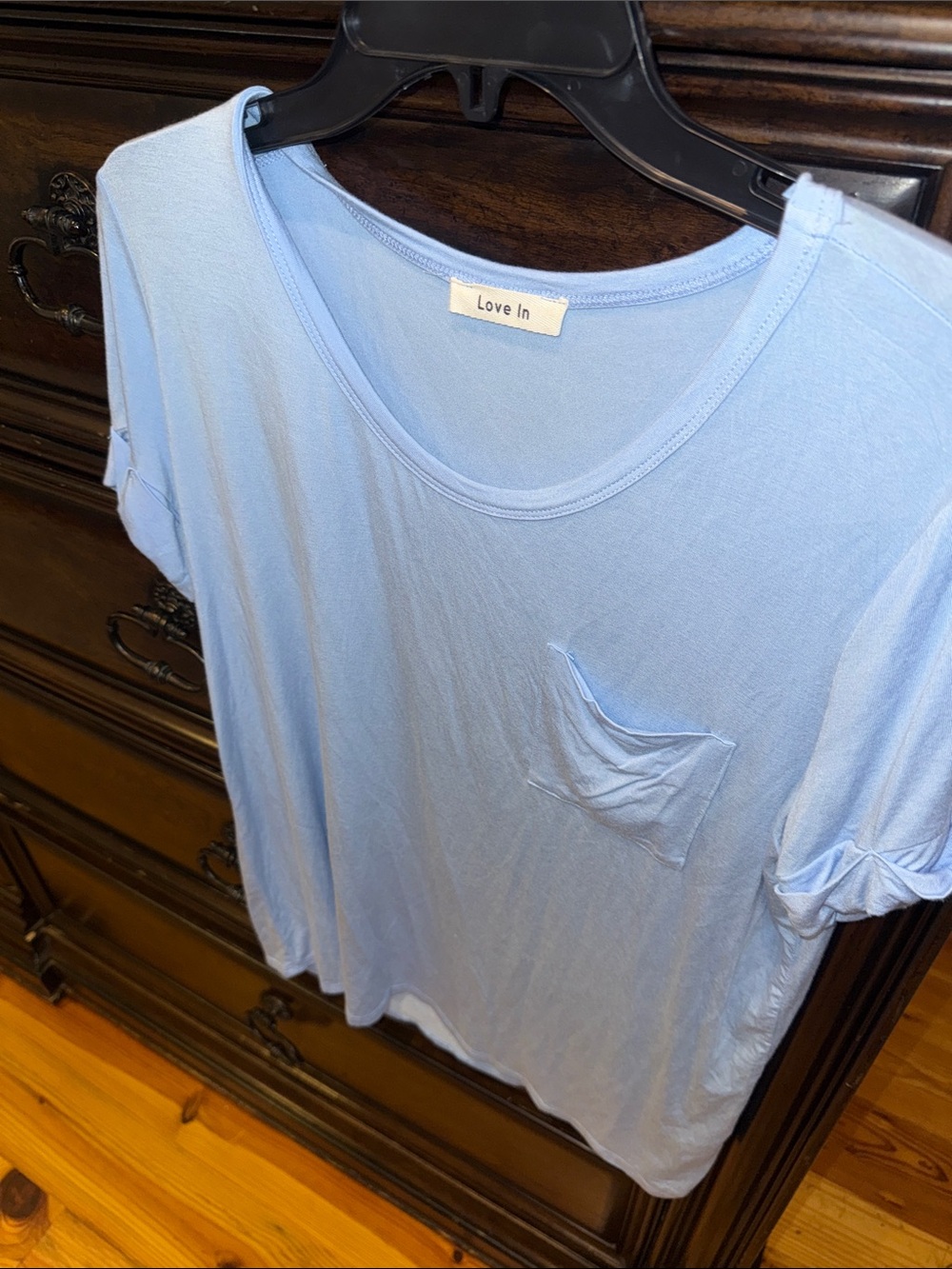 Love In Pale Blue Short Sleeve Pocket Tee